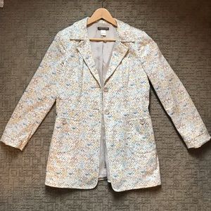 Sigrid Olsen trench coat | size 10 | geo-pattern